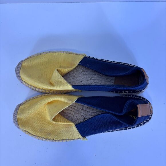 Tory Burch Yellow & Blue Colorblock Espadrille Slip On Shoes Size 8 - Picture 2 of 11